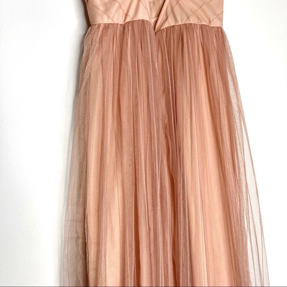🆕SIMPLEE Surplice Split Thigh Mesh Midi Dress w/ Criss Cross Open Back in Blush - Picture 5 of 16